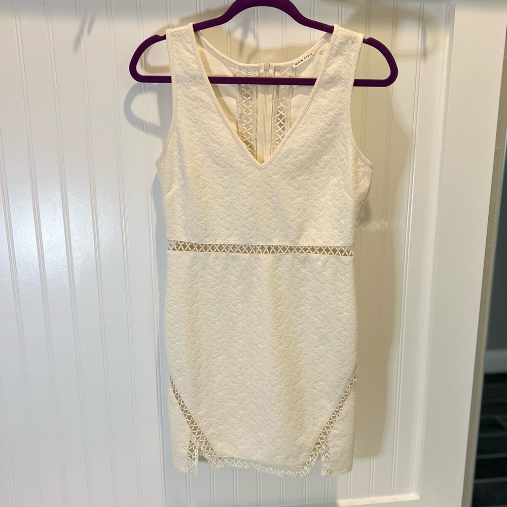 Cream Fitted Cut Out Mini Dress Size M